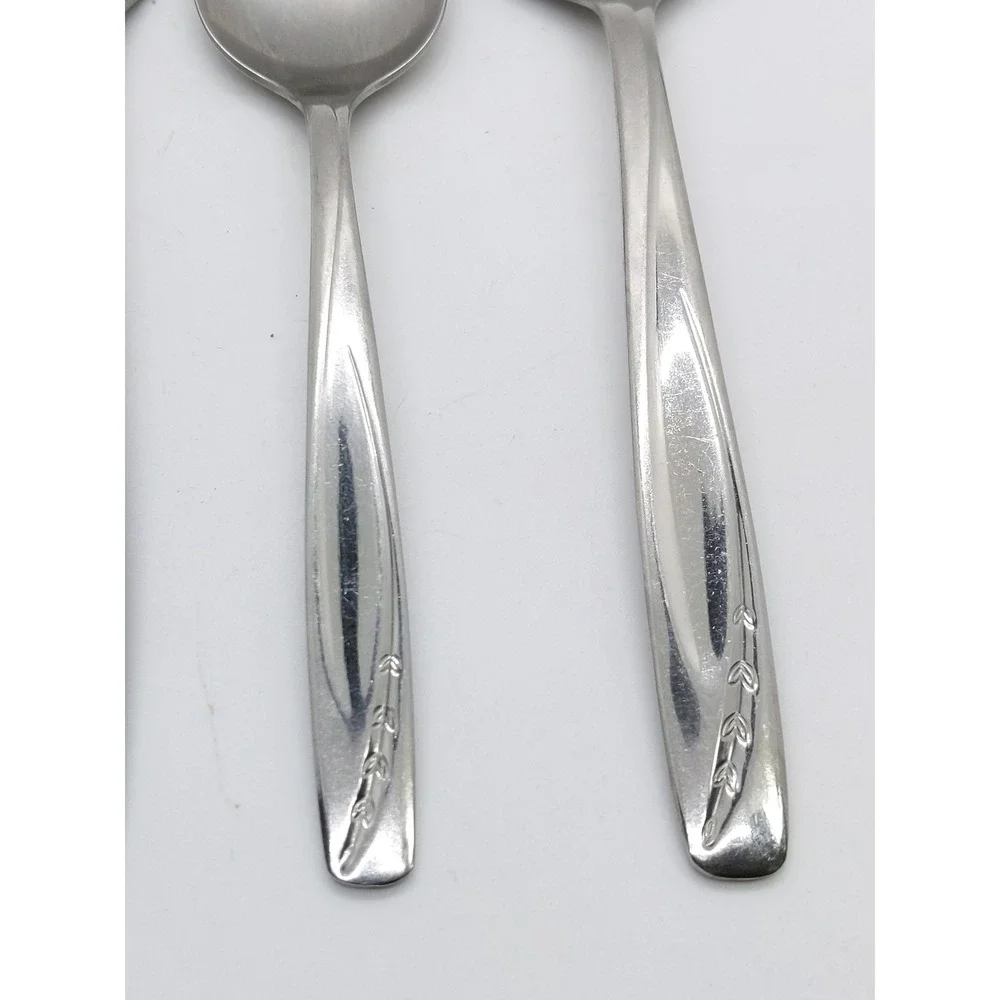 Rogers Lawncrest Flatware 4pc Silver Stainless Steel MCM Wheat Pattern Set